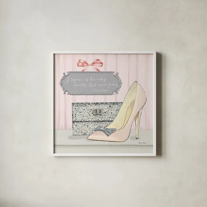 Elegance is the Only Beauty that Never Fades by Emily Adams. Shown in a crisp white glass frame for a clean and minimalist style. Available as an archival giclee rolled canvas, fine art paper, or poster print. SKU 30587a.