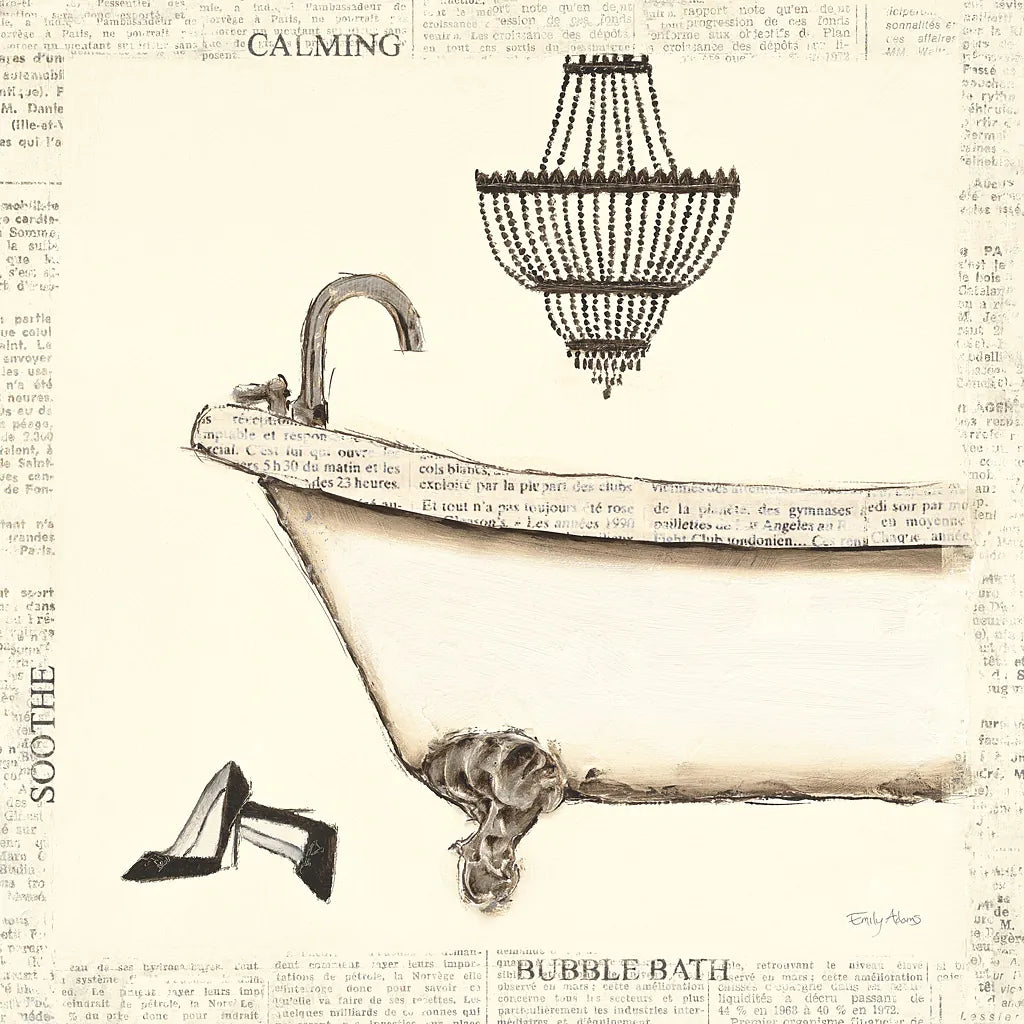 Emilys Boudoir I Bath by Emily Adams. SKU 11078a. Archival Giclee Fine art print for wall decor.