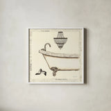 Emilys Boudoir I Bath by Emily Adams. Shown in a crisp white glass frame for a clean and minimalist style. Available as an archival giclee rolled canvas, fine art paper, or poster print. SKU 11078a.