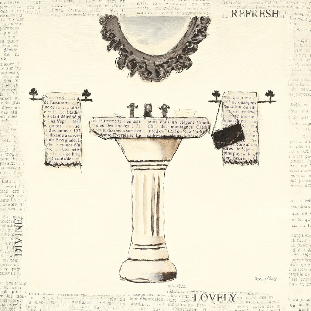 Emilys Boudoir II Sink by Emily Adams. SKU 11079a. Archival Giclee Fine art print for wall decor.