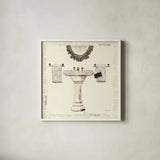 Emilys Boudoir II Sink by Emily Adams. Shown in a crisp white glass frame for a clean and minimalist style. Available as an archival giclee rolled canvas, fine art paper, or poster print. SKU 11079a.