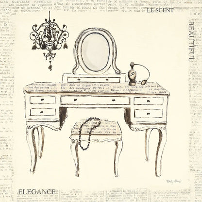 Emilys Boudoir III Table by Emily Adams. SKU 11080a. Archival Giclee Fine art print for wall decor.