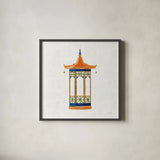 Flora Chinoiserie VII Textured v2 by Emily Adams. Shown in a sleek black glass frame for a contemporary gallery look. Available as an archival giclee rolled canvas, fine art paper, or poster print. SKU 97517a.