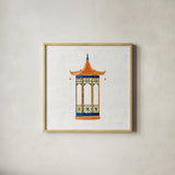 Flora Chinoiserie VII Textured v2 by Emily Adams. Shown in a natural wood glass frame for a timeless modern aesthetic. Available as an archival giclee rolled canvas, fine art paper, or poster print. SKU 97517a.