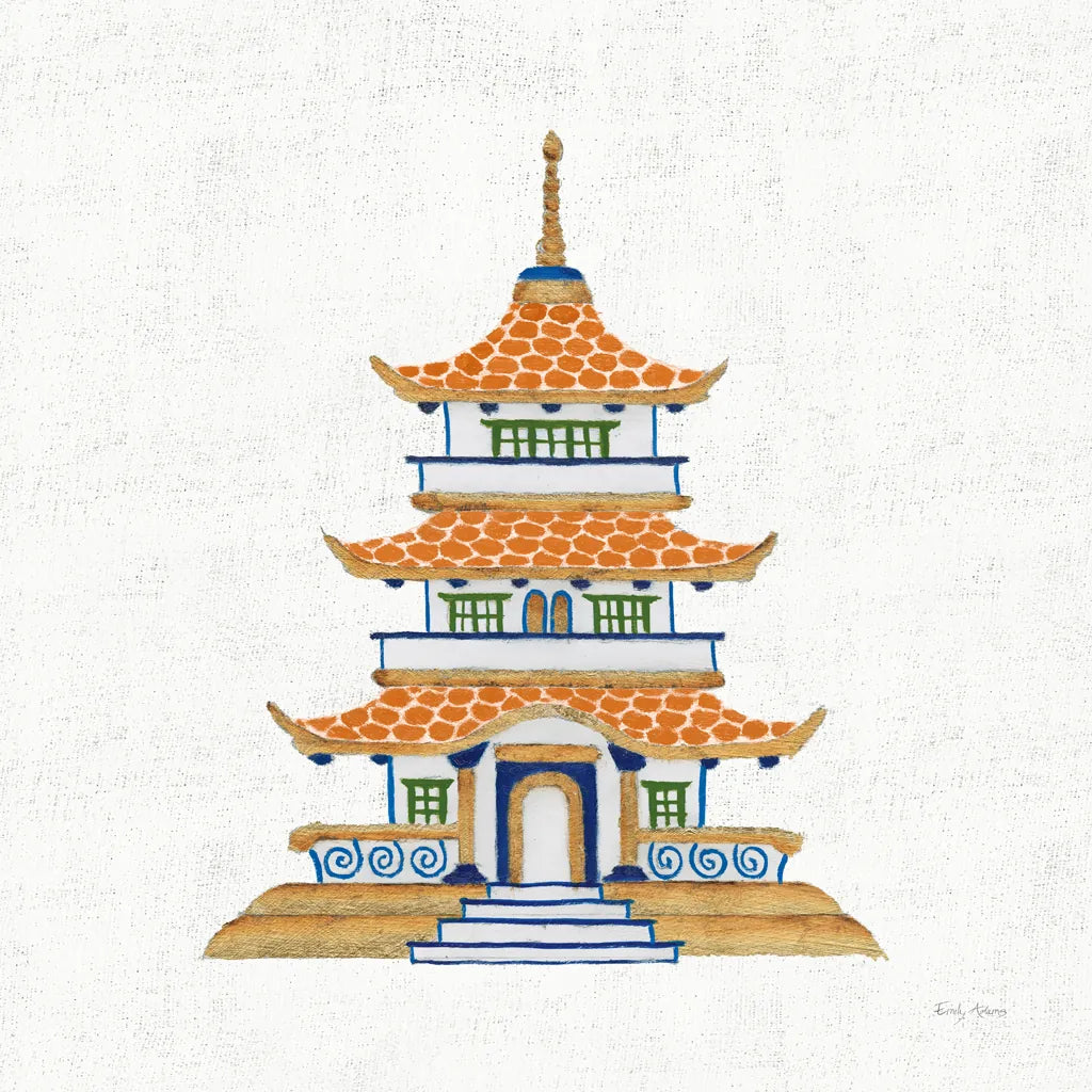 Flora Chinoiserie VIII Textured v2 by Emily Adams. SKU 97518a. Archival Giclee Fine art print for wall decor.