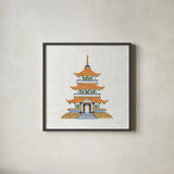 Flora Chinoiserie VIII Textured v2 by Emily Adams. Shown in a sleek black glass frame for a contemporary gallery look. Available as an archival giclee rolled canvas, fine art paper, or poster print. SKU 97518a.