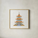 Flora Chinoiserie VIII Textured v2 by Emily Adams. Shown in a natural wood glass frame for a timeless modern aesthetic. Available as an archival giclee rolled canvas, fine art paper, or poster print. SKU 97518a.