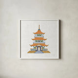Flora Chinoiserie VIII Textured v2 by Emily Adams. Shown in a crisp white glass frame for a clean and minimalist style. Available as an archival giclee rolled canvas, fine art paper, or poster print. SKU 97518a.