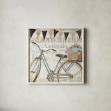 French Flea Market II by Emily Adams. Shown in a crisp white glass frame for a clean and minimalist style. Available as an archival giclee rolled canvas, fine art paper, or poster print. SKU 13485a.