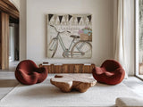 French Flea Market II by Emily Adams. Shown as extra-large giant wall art in a modern living room. Available as an archival giclee rolled canvas, fine art paper, or poster print. SKU 13485a.