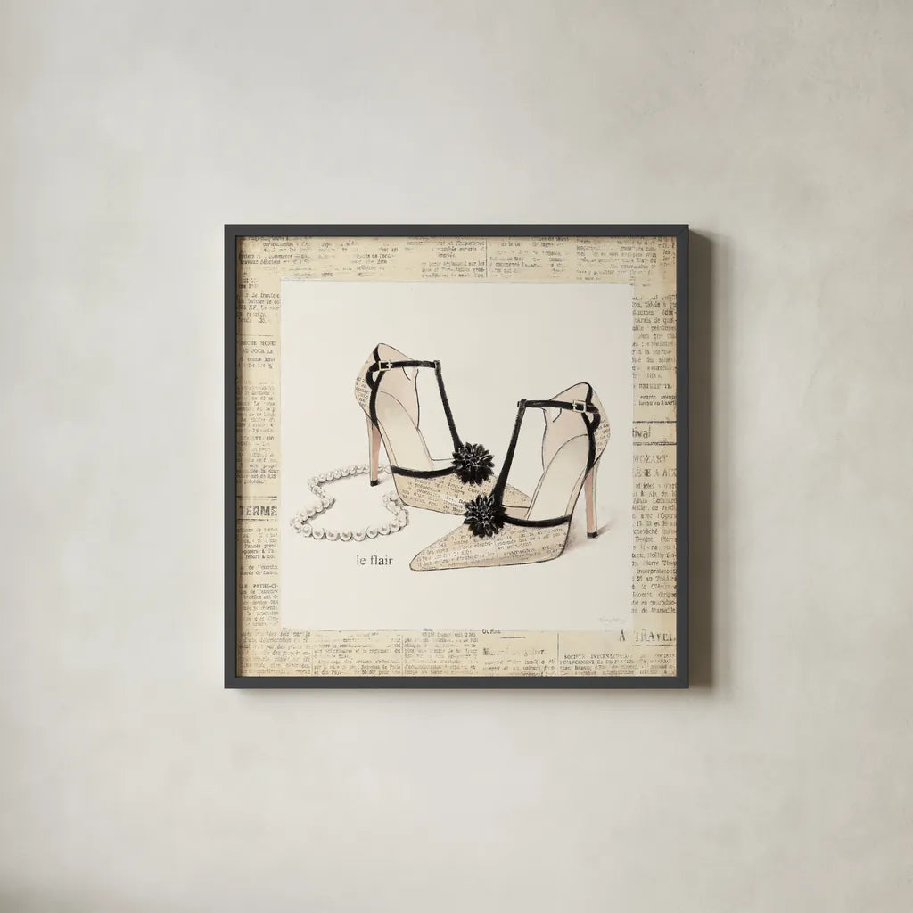 From Emilys Closet I Square by Emily Adams. Shown in a sleek black glass frame for a contemporary gallery look. Available as an archival giclee rolled canvas, fine art paper, or poster print. SKU 11039a.