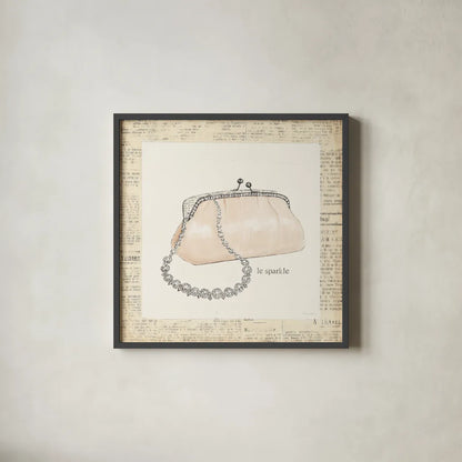 From Emilys Closet II Square by Emily Adams. Shown in a sleek black glass frame for a contemporary gallery look. Available as an archival giclee rolled canvas, fine art paper, or poster print. SKU 11040a.