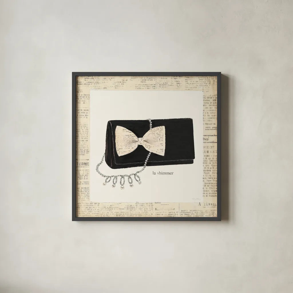 From Emilys Closet III Square by Emily Adams. Shown in a sleek black glass frame for a contemporary gallery look. Available as an archival giclee rolled canvas, fine art paper, or poster print. SKU 11041a.