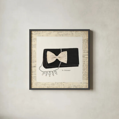 From Emilys Closet III Square by Emily Adams. Shown in a sleek black glass frame for a contemporary gallery look. Available as an archival giclee rolled canvas, fine art paper, or poster print. SKU 11041a.