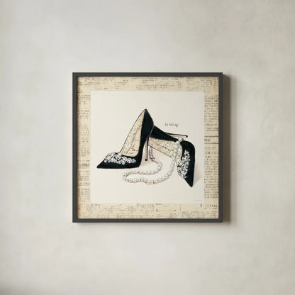 From Emilys Closet IV Square by Emily Adams. Shown in a sleek black glass frame for a contemporary gallery look. Available as an archival giclee rolled canvas, fine art paper, or poster print. SKU 11042a.