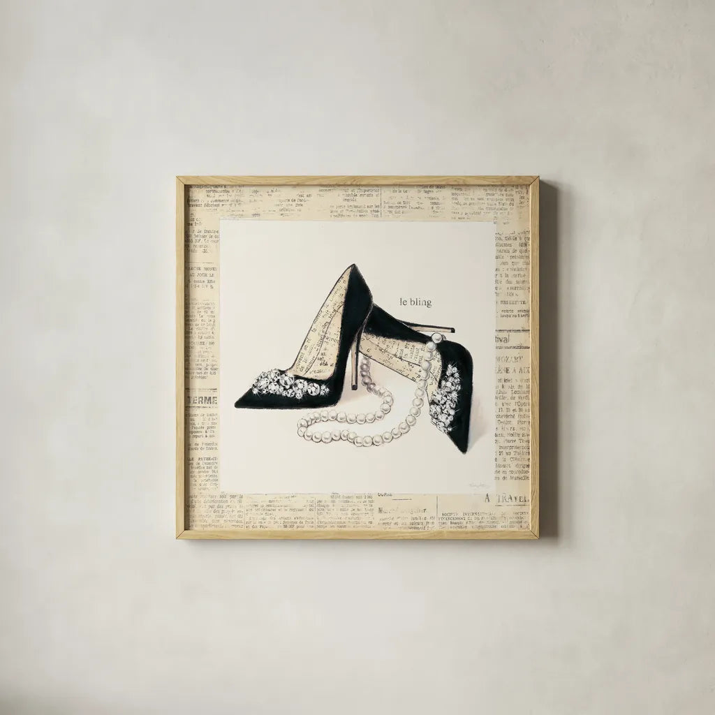 From Emilys Closet IV Square by Emily Adams. Shown in a natural wood glass frame for a timeless modern aesthetic. Available as an archival giclee rolled canvas, fine art paper, or poster print. SKU 11042a.