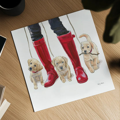 Furry Fashion Friends I by Emily Adams. Shown as a detailed flat fine art print, highlighting archival giclee quality. Available as an archival giclee rolled canvas, fine art paper, or poster print. SKU 37317a.