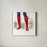 Furry Fashion Friends I by Emily Adams. Shown in a crisp white glass frame for a clean and minimalist style. Available as an archival giclee rolled canvas, fine art paper, or poster print. SKU 37317a.