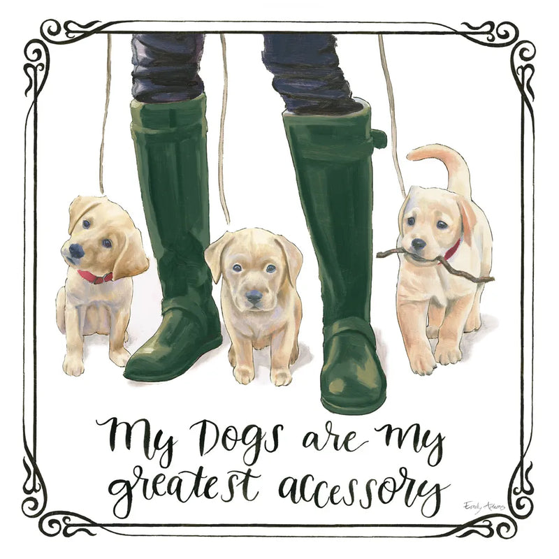 Furry Fashion Friends I My Dogs by Emily Adams. SKU 38516a. Archival Giclee Fine art print for wall decor.