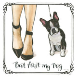 Furry Fashion Friends II But First by Emily Adams. SKU 38517a. Archival Giclee Fine art print for wall decor.