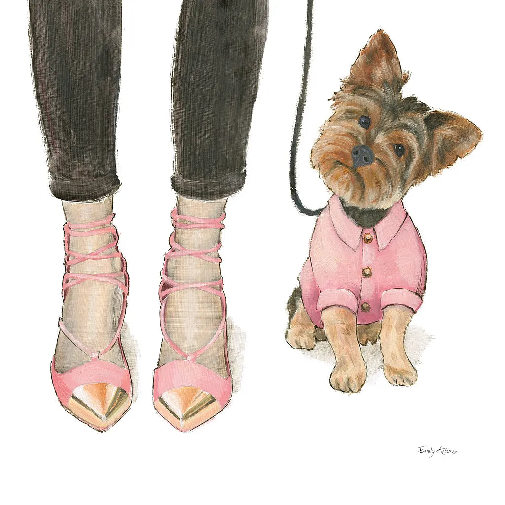 Furry Fashion Friends III by Emily Adams. SKU 37319a. Archival Giclee Fine art print for wall decor.