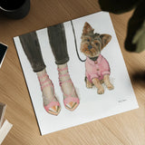 Furry Fashion Friends III by Emily Adams. Shown as a detailed flat fine art print, highlighting archival giclee quality. Available as an archival giclee rolled canvas, fine art paper, or poster print. SKU 37319a.