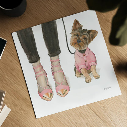Furry Fashion Friends III by Emily Adams. Shown as a detailed flat fine art print, highlighting archival giclee quality. Available as an archival giclee rolled canvas, fine art paper, or poster print. SKU 37319a.