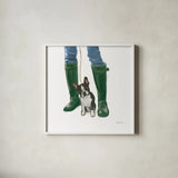 Furry Fashion Friends IX by Emily Adams. Shown in a crisp white glass frame for a clean and minimalist style. Available as an archival giclee rolled canvas, fine art paper, or poster print. SKU 86023a.
