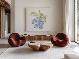 Garden Delight II by Emily Adams. Shown as extra-large giant wall art in a modern living room. Available as an archival giclee rolled canvas, fine art paper, or poster print. SKU 24835a.
