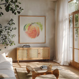 Garden Delight IV by Emily Adams. Shown in a natural wood frame in a cozy modern living room. Available as an archival giclee rolled canvas, fine art paper, or poster print. SKU 24837a.