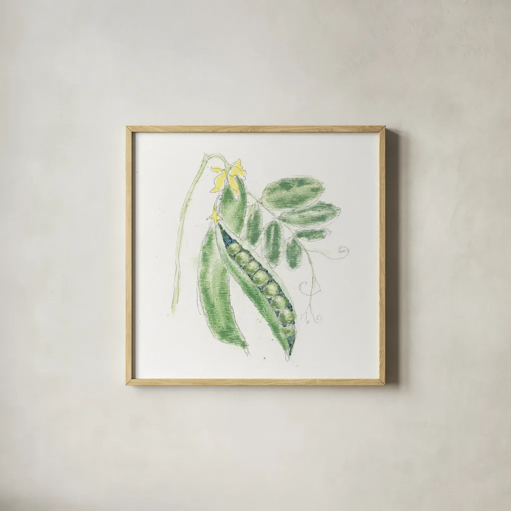 Garden Delight XI by Emily Adams. Shown in a natural wood glass frame for a timeless modern aesthetic. Available as an archival giclee rolled canvas, fine art paper, or poster print. SKU 24844a.