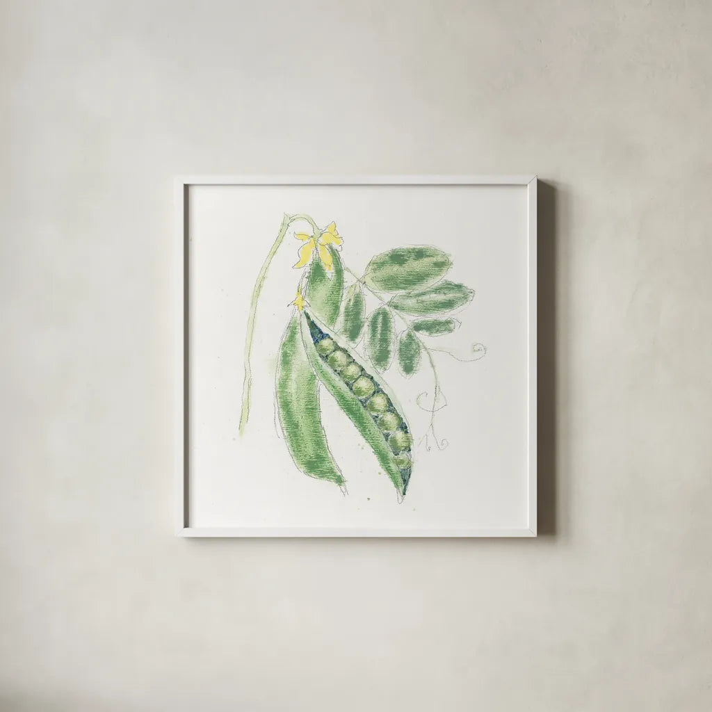 Garden Delight XI by Emily Adams. Shown in a crisp white glass frame for a clean and minimalist style. Available as an archival giclee rolled canvas, fine art paper, or poster print. SKU 24844a.