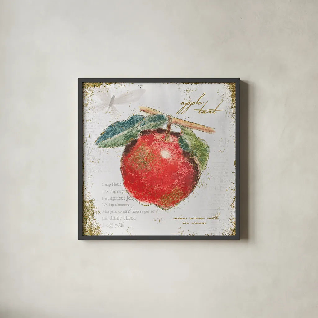 Garden Treasures I by Emily Adams. Shown in a sleek black glass frame for a contemporary gallery look. Available as an archival giclee rolled canvas, fine art paper, or poster print. SKU 25984a.