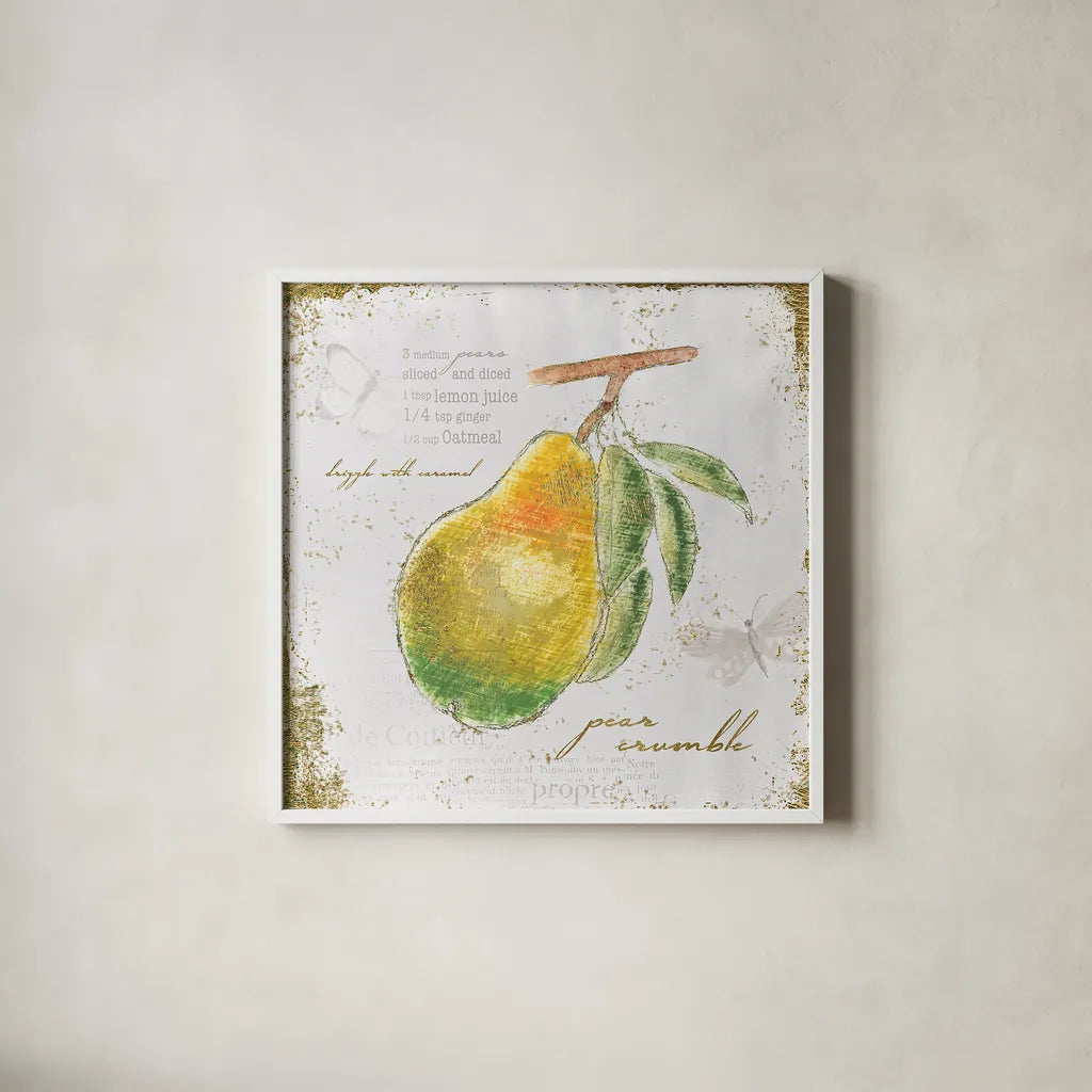 Garden Treasures III by Emily Adams. Shown in a crisp white glass frame for a clean and minimalist style. Available as an archival giclee rolled canvas, fine art paper, or poster print. SKU 25986a.