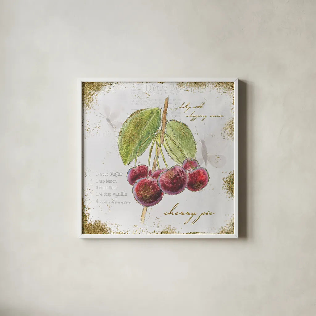 Garden Treasures IV by Emily Adams. Shown in a crisp white glass frame for a clean and minimalist style. Available as an archival giclee rolled canvas, fine art paper, or poster print. SKU 25987a.