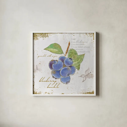 Garden Treasures V by Emily Adams. Shown in a crisp white glass frame for a clean and minimalist style. Available as an archival giclee rolled canvas, fine art paper, or poster print. SKU 25988a.