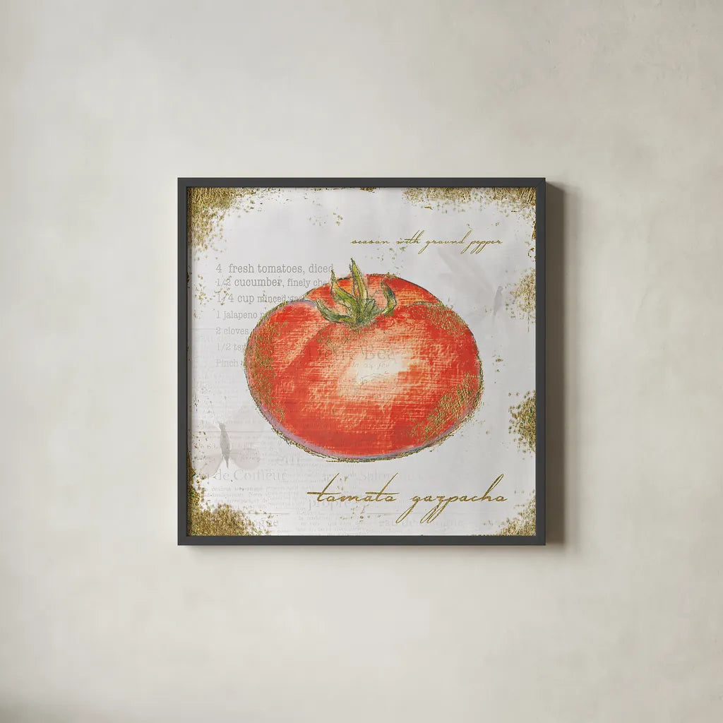 Garden Treasures VII by Emily Adams. Shown in a sleek black glass frame for a contemporary gallery look. Available as an archival giclee rolled canvas, fine art paper, or poster print. SKU 25990a.