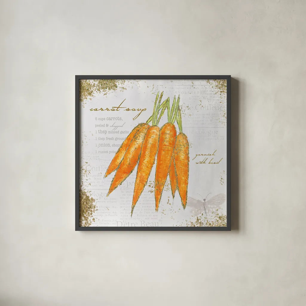 Garden Treasures VIII by Emily Adams. Shown in a sleek black glass frame for a contemporary gallery look. Available as an archival giclee rolled canvas, fine art paper, or poster print. SKU 25991a.