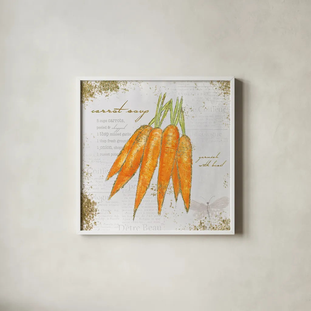 Garden Treasures VIII by Emily Adams. Shown in a crisp white glass frame for a clean and minimalist style. Available as an archival giclee rolled canvas, fine art paper, or poster print. SKU 25991a.