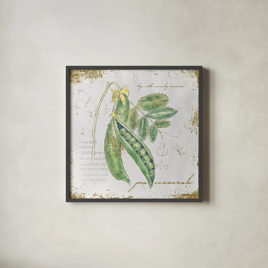 Garden Treasures X by Emily Adams. Shown in a sleek black glass frame for a contemporary gallery look. Available as an archival giclee rolled canvas, fine art paper, or poster print. SKU 25993a.