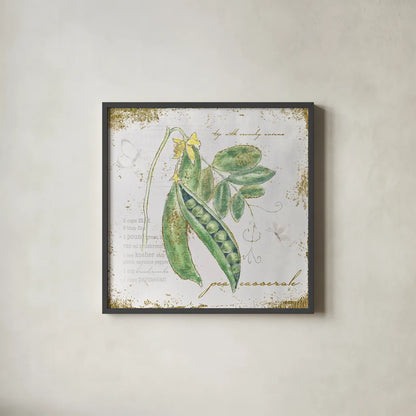 Garden Treasures X by Emily Adams. Shown in a sleek black glass frame for a contemporary gallery look. Available as an archival giclee rolled canvas, fine art paper, or poster print. SKU 25993a.