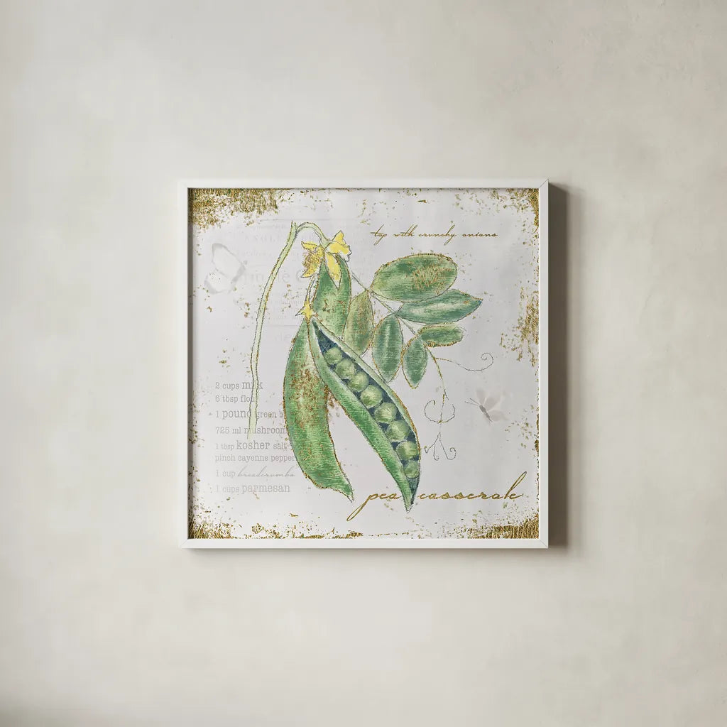 Garden Treasures X by Emily Adams. Shown in a crisp white glass frame for a clean and minimalist style. Available as an archival giclee rolled canvas, fine art paper, or poster print. SKU 25993a.