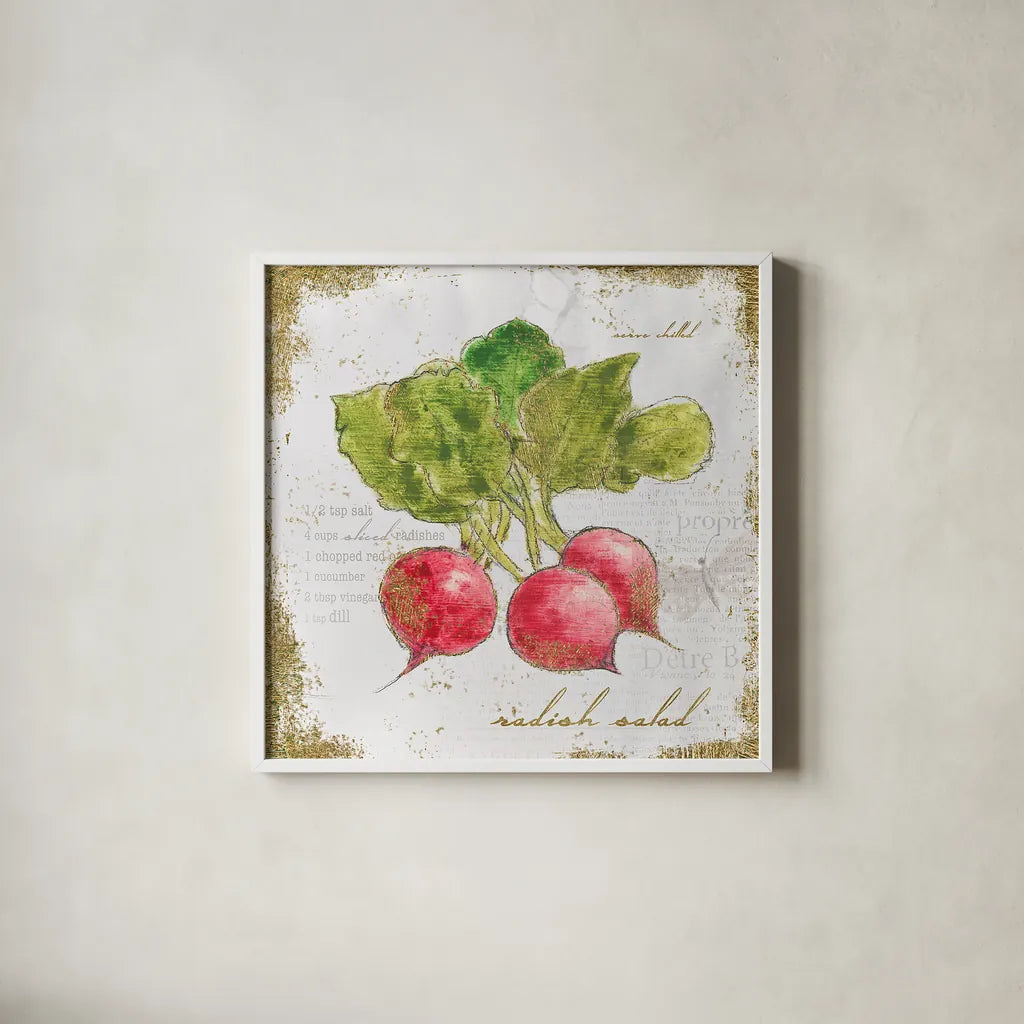 Garden Treasures XII by Emily Adams. Shown in a crisp white glass frame for a clean and minimalist style. Available as an archival giclee rolled canvas, fine art paper, or poster print. SKU 25995a.