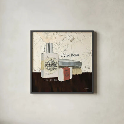 Grooming I by Emily Adams. Shown in a sleek black glass frame for a contemporary gallery look. Available as an archival giclee rolled canvas, fine art paper, or poster print. SKU 16851a.