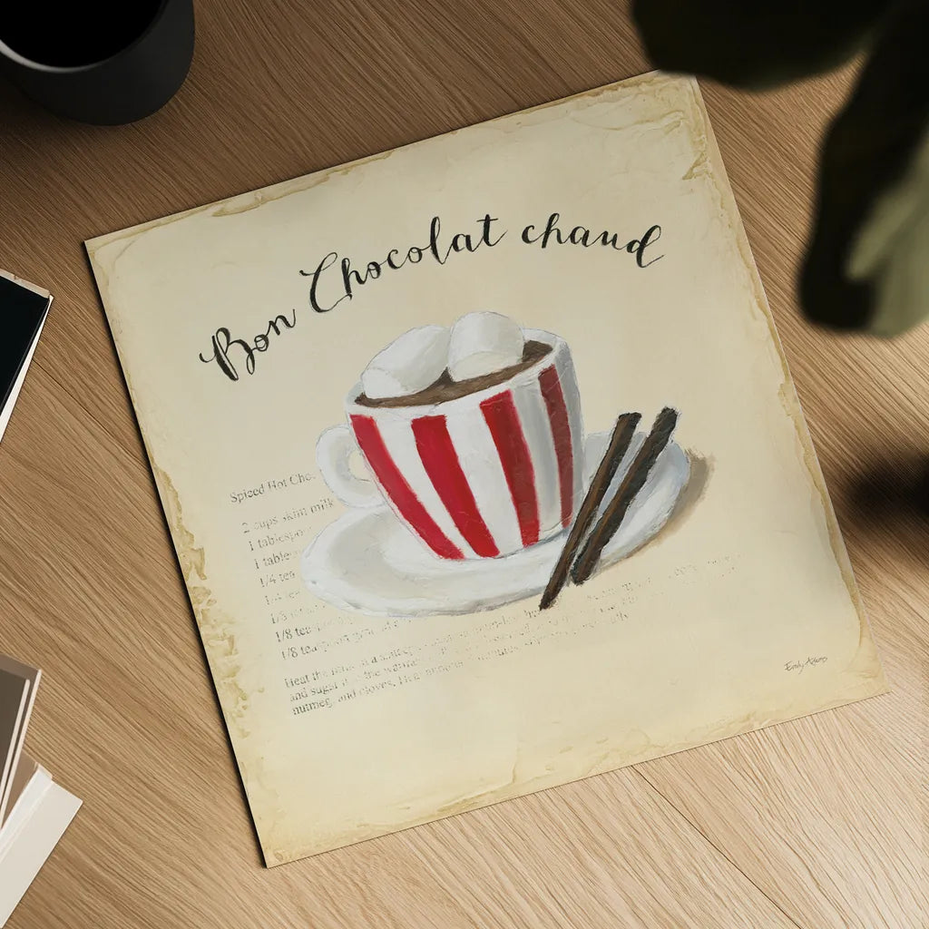 Holiday Cafe V by Emily Adams. Shown as a detailed flat fine art print, highlighting archival giclee quality. Available as an archival giclee rolled canvas, fine art paper, or poster print. SKU 30938a.