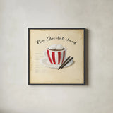 Holiday Cafe V by Emily Adams. Shown in a sleek black glass frame for a contemporary gallery look. Available as an archival giclee rolled canvas, fine art paper, or poster print. SKU 30938a.
