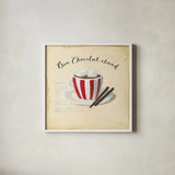 Holiday Cafe V by Emily Adams. Shown in a crisp white glass frame for a clean and minimalist style. Available as an archival giclee rolled canvas, fine art paper, or poster print. SKU 30938a.