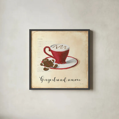 Holiday Cafe VI by Emily Adams. Shown in a sleek black glass frame for a contemporary gallery look. Available as an archival giclee rolled canvas, fine art paper, or poster print. SKU 30939a.