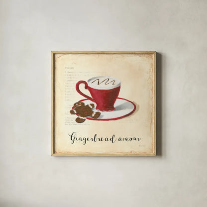 Holiday Cafe VI by Emily Adams. Shown in a natural wood glass frame for a timeless modern aesthetic. Available as an archival giclee rolled canvas, fine art paper, or poster print. SKU 30939a.