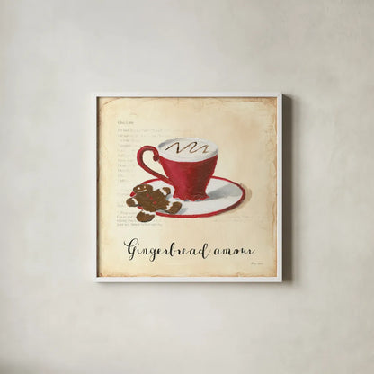 Holiday Cafe VI by Emily Adams. Shown in a crisp white glass frame for a clean and minimalist style. Available as an archival giclee rolled canvas, fine art paper, or poster print. SKU 30939a.